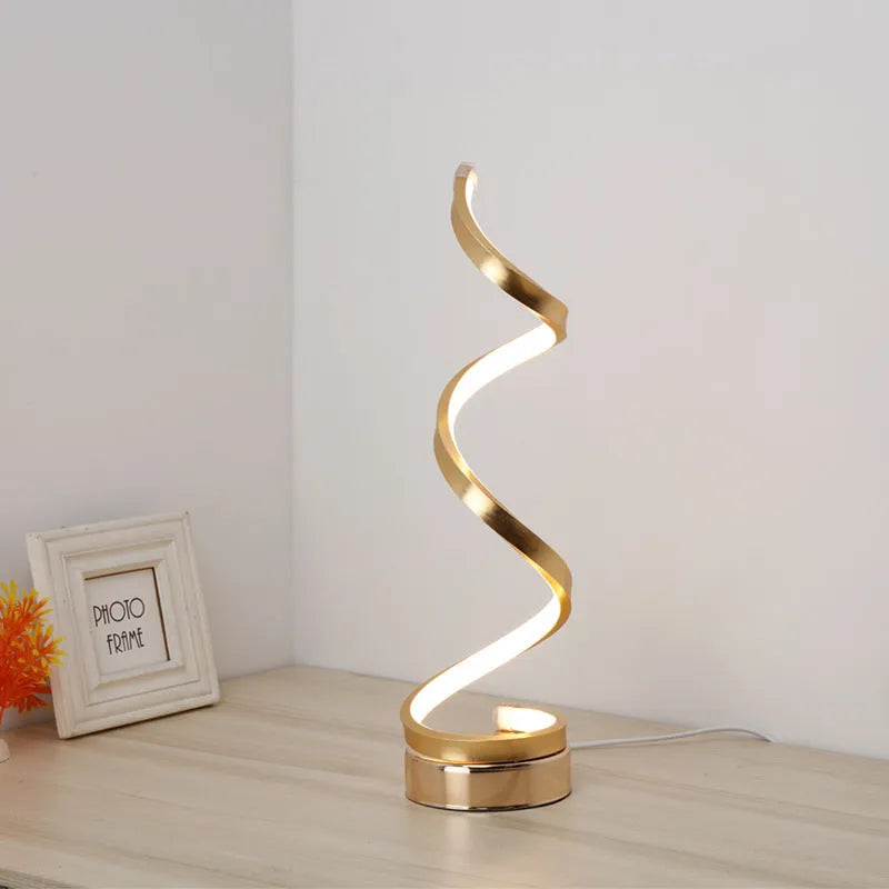 Minimalist black and white LED bedside table lamp with aluminium shade