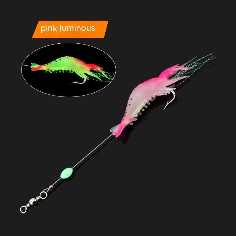 Luer soft fishing lure with pre-attached hook in six colour variations including luminous and transparent options