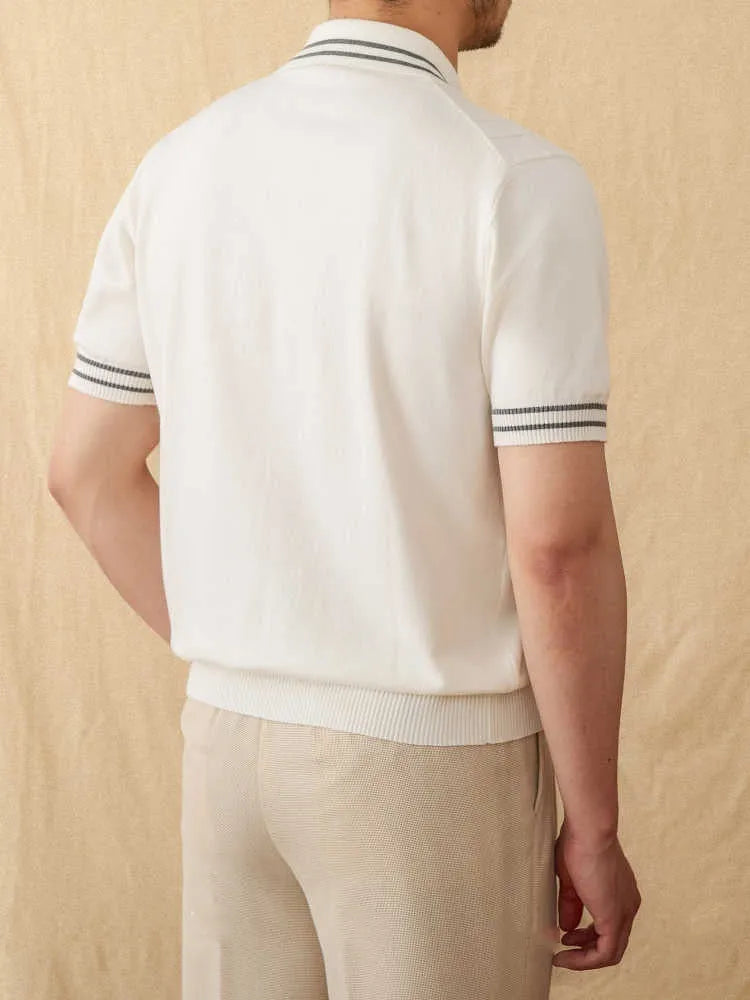 Cotton blend short-sleeved polo shirt with a lapel collar in apricot colour
