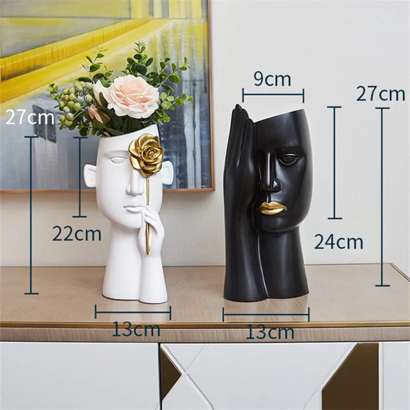 White resin hanging vase ornament 13cm length 27cm height simple modern home decor