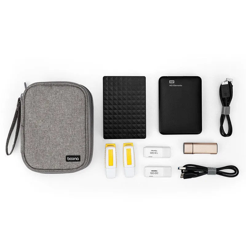 2.5-inch hard disk protective cover in black or grey, showing hard-shell and Oxford cloth style options