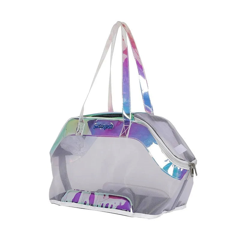 Leather cat outing carry bag with 25 litre capacity in Milan white colour.