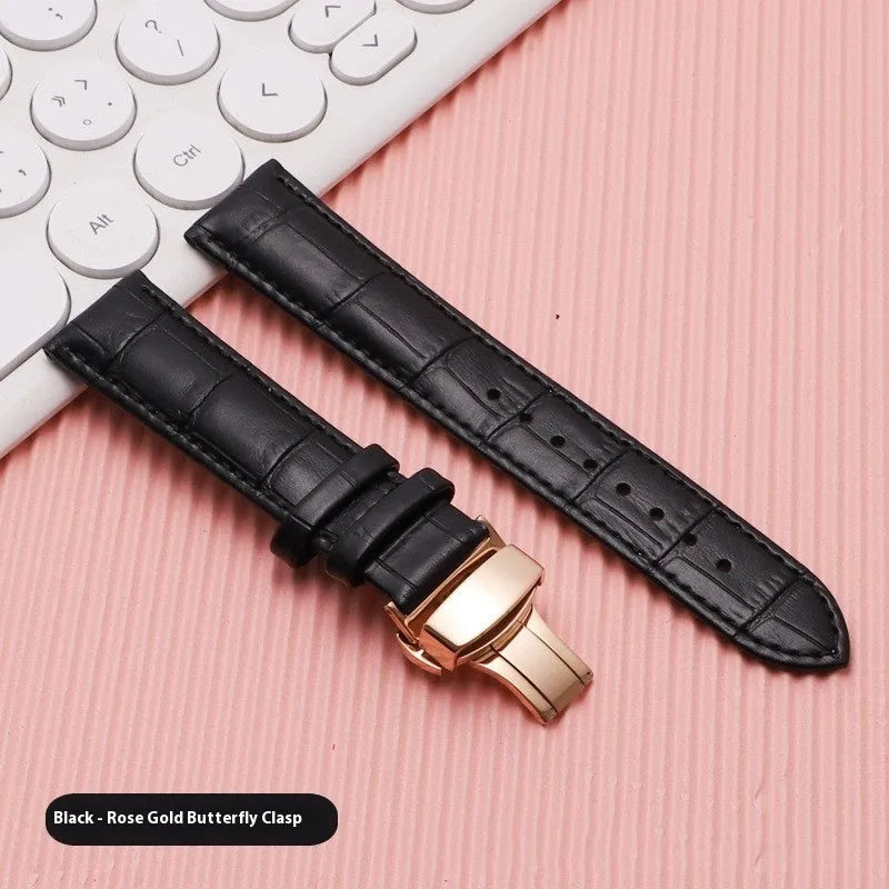 Cowhide Leather Watch Strap Unisex Butterfly Clasp Universal Fit In Stock Replacement Band Available in Multiple Colours Sizes 12mm to 24mm Factory Direct Watch Accessories