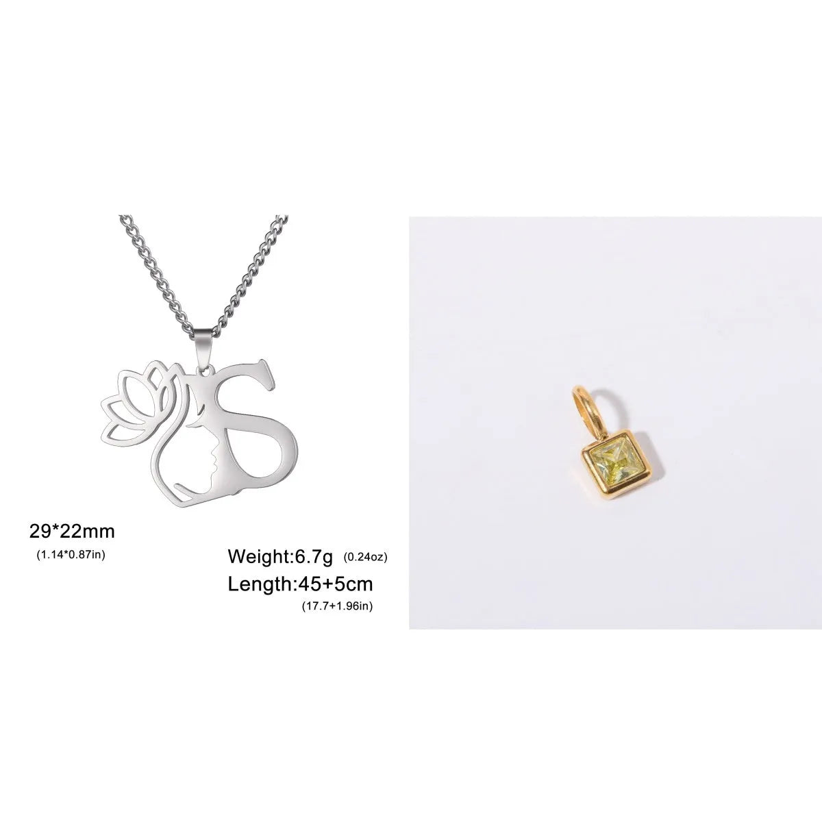 Stainless steel cross chain necklace with electroplated finish shown in gold and silver colour options