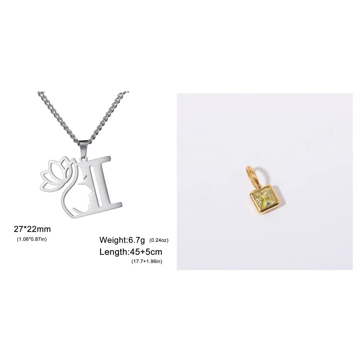 Stainless steel cross chain necklace with electroplated finish shown in gold and silver colour options