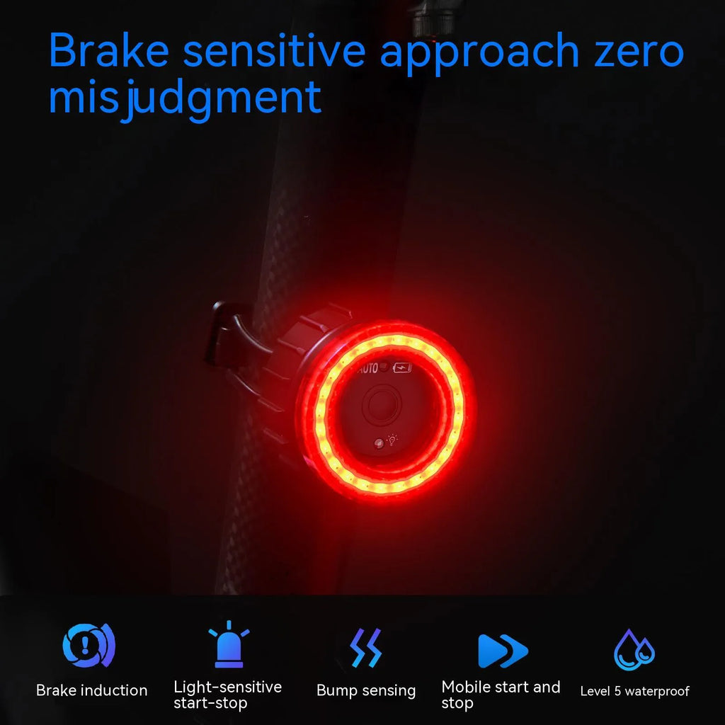 Black boxed intelligent induction brake bicycle taillight set with seat tube bracket