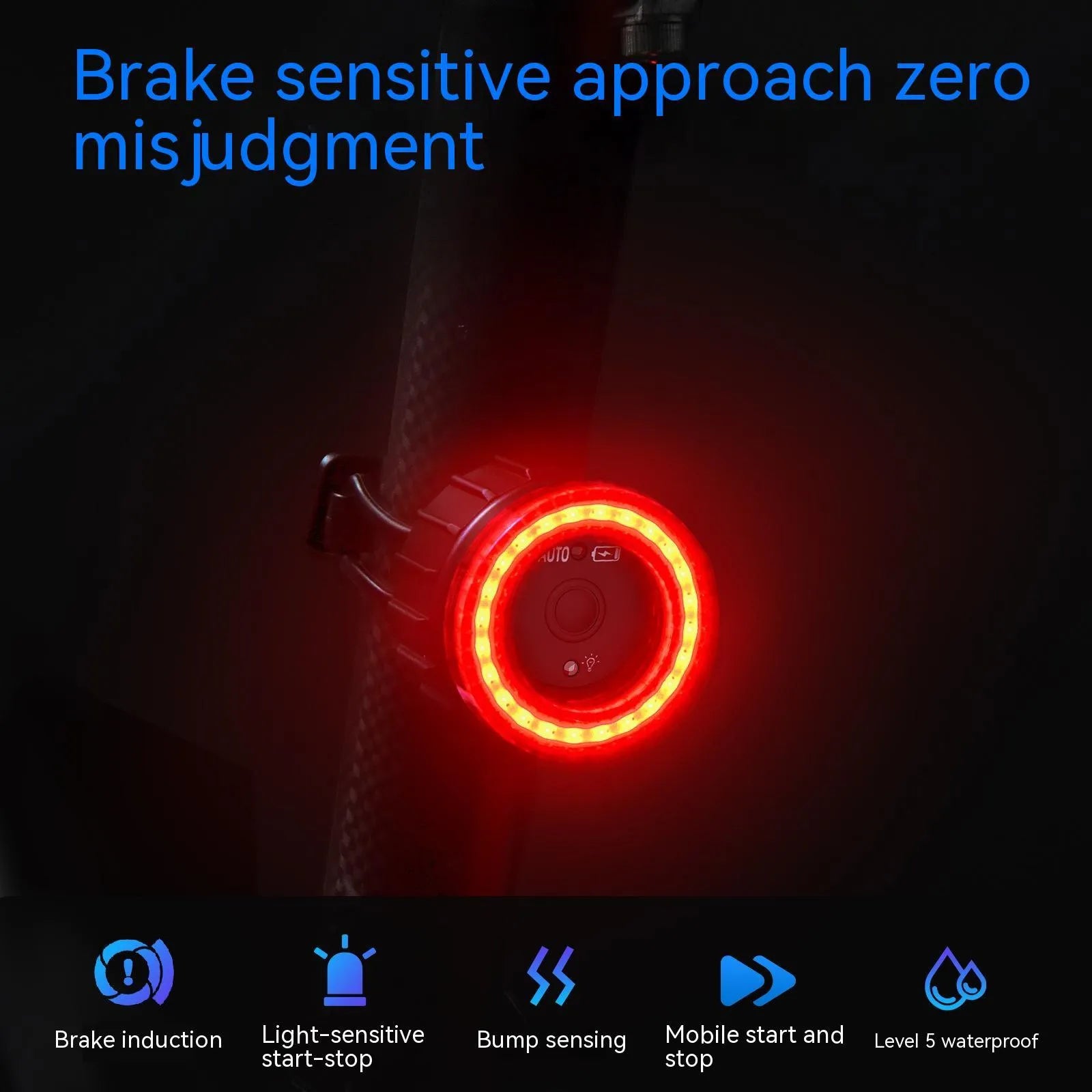 Black boxed intelligent induction brake bicycle taillight set with seat tube bracket