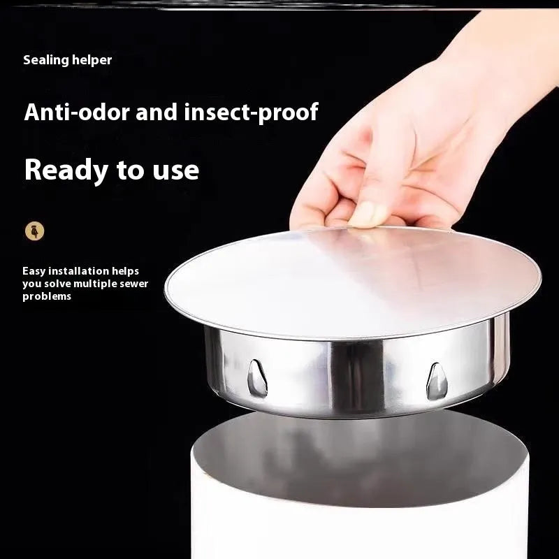 Stainless steel floor drain deodorant seal cover for 201to160 tube plug compatibility
