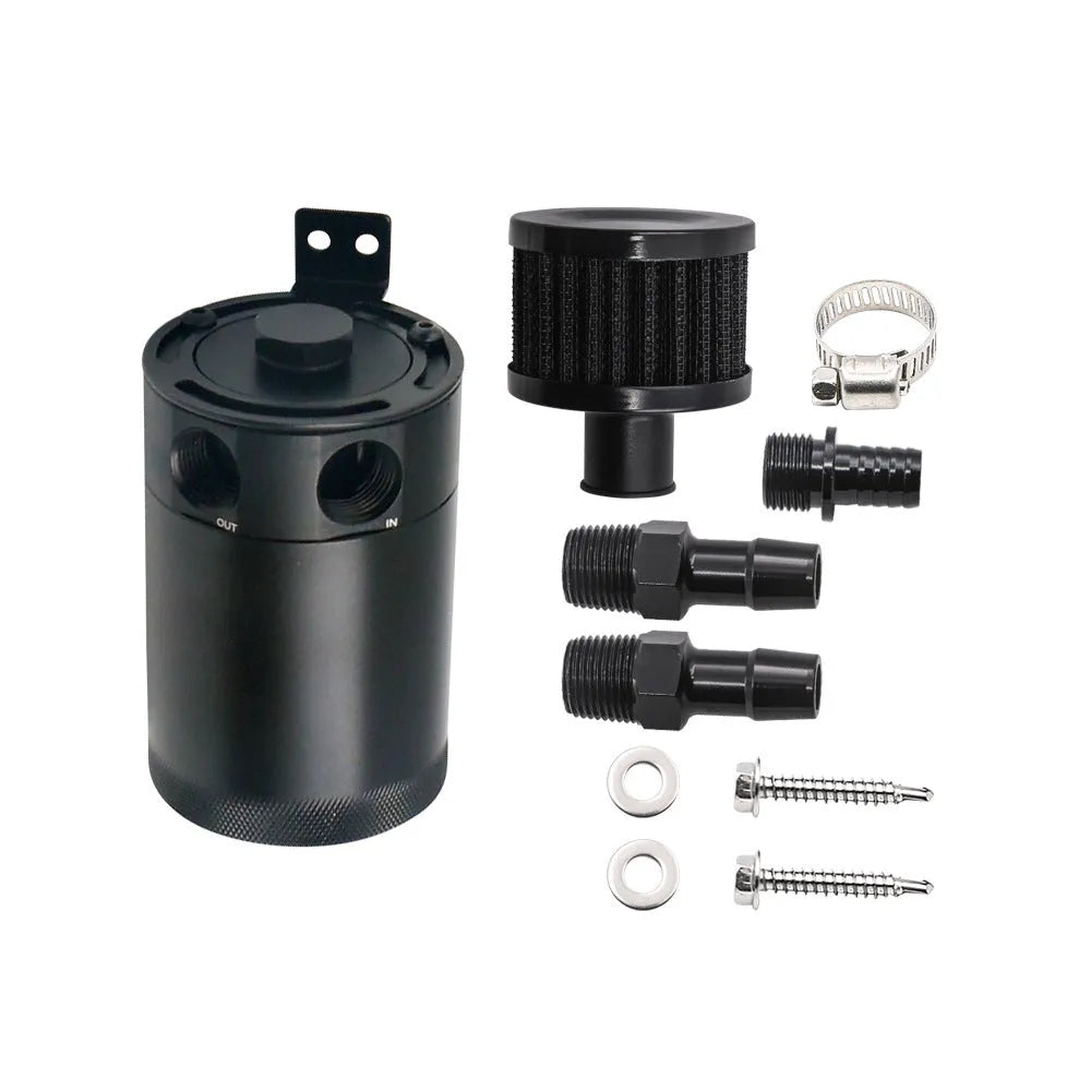 Aluminium automotive oil pot with two-hole design in black or silver colour