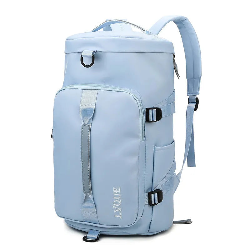 Waterproof convertible gym bag with shoe compartment and combination lock in multiple colour options