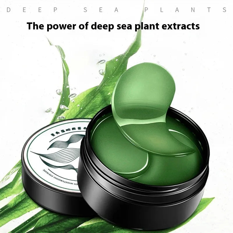 Green seaweed eye mask sheet with 60 tablets containing seaweed extract and sodium hyaluronate