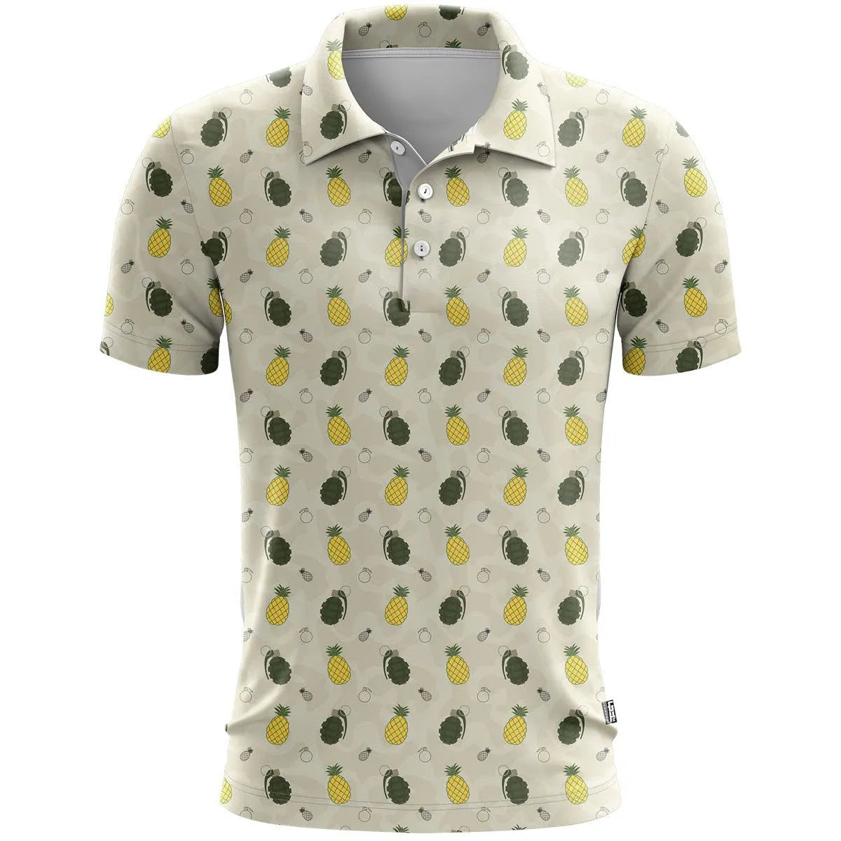 Man wearing a loose-fit 3D printed short sleeve sports top in bird eye polyester fabric, available in multiple colours.