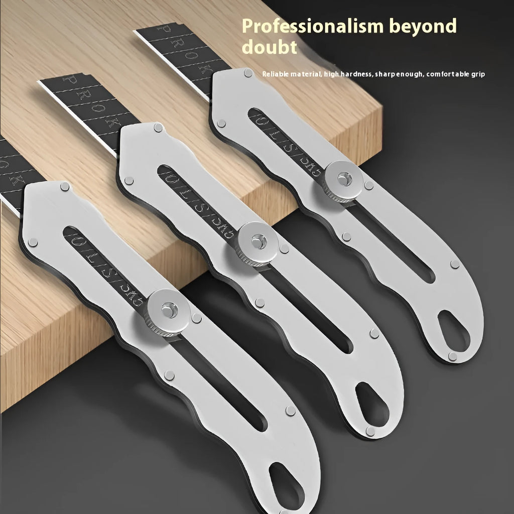 Stainless steel folding art knife with black blade and replacement blades for craft and modelling