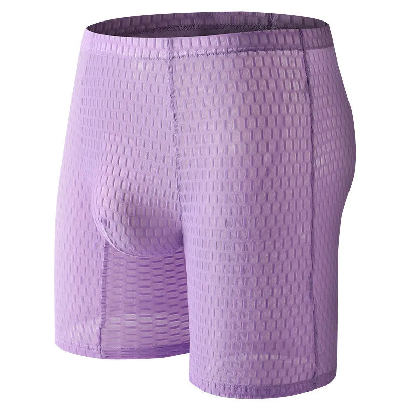 Men's lace fabric shaping boxer shorts with lengthened hip design in multiple colours