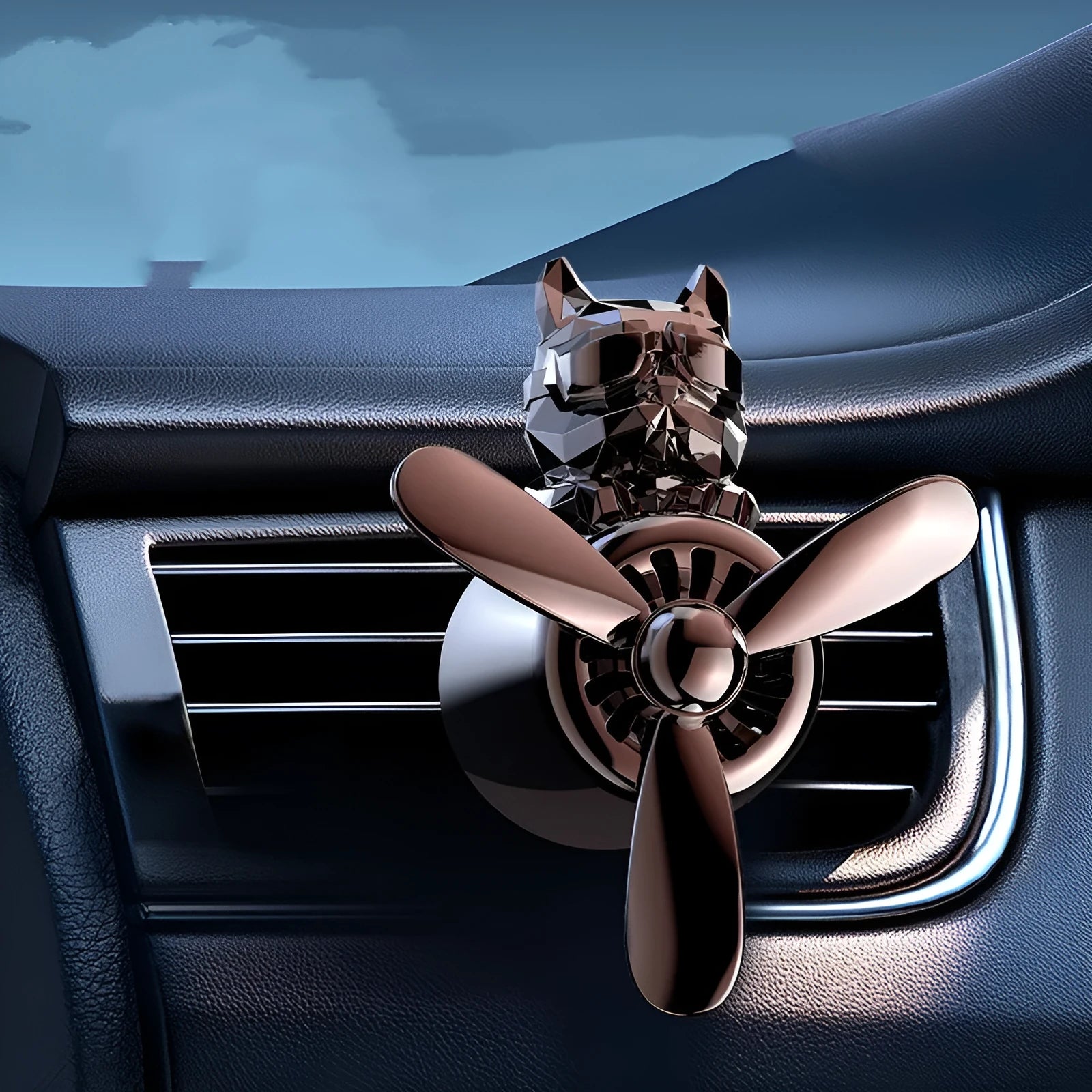 Electroplated pit bull shaped car air vent aromatherapy with cologne fragrance in black colour on car vent