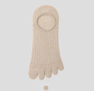 Modal cotton five-finger boat socks in white, khaki, light gray, dark gray and black colour options
