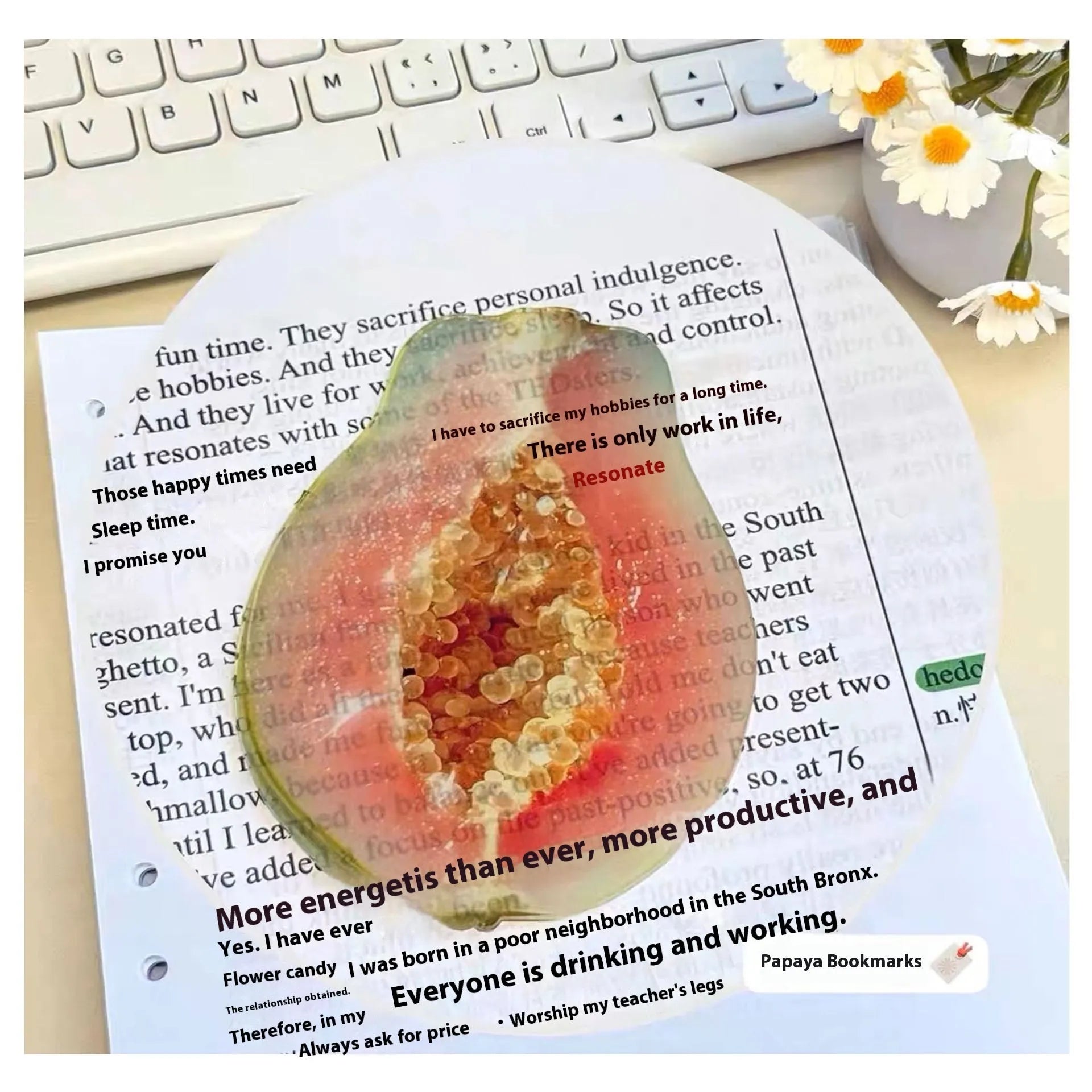 Cute plastic fruit bookmark with fixed photo holder in watermelon red colour measuring approximately 8-10cm