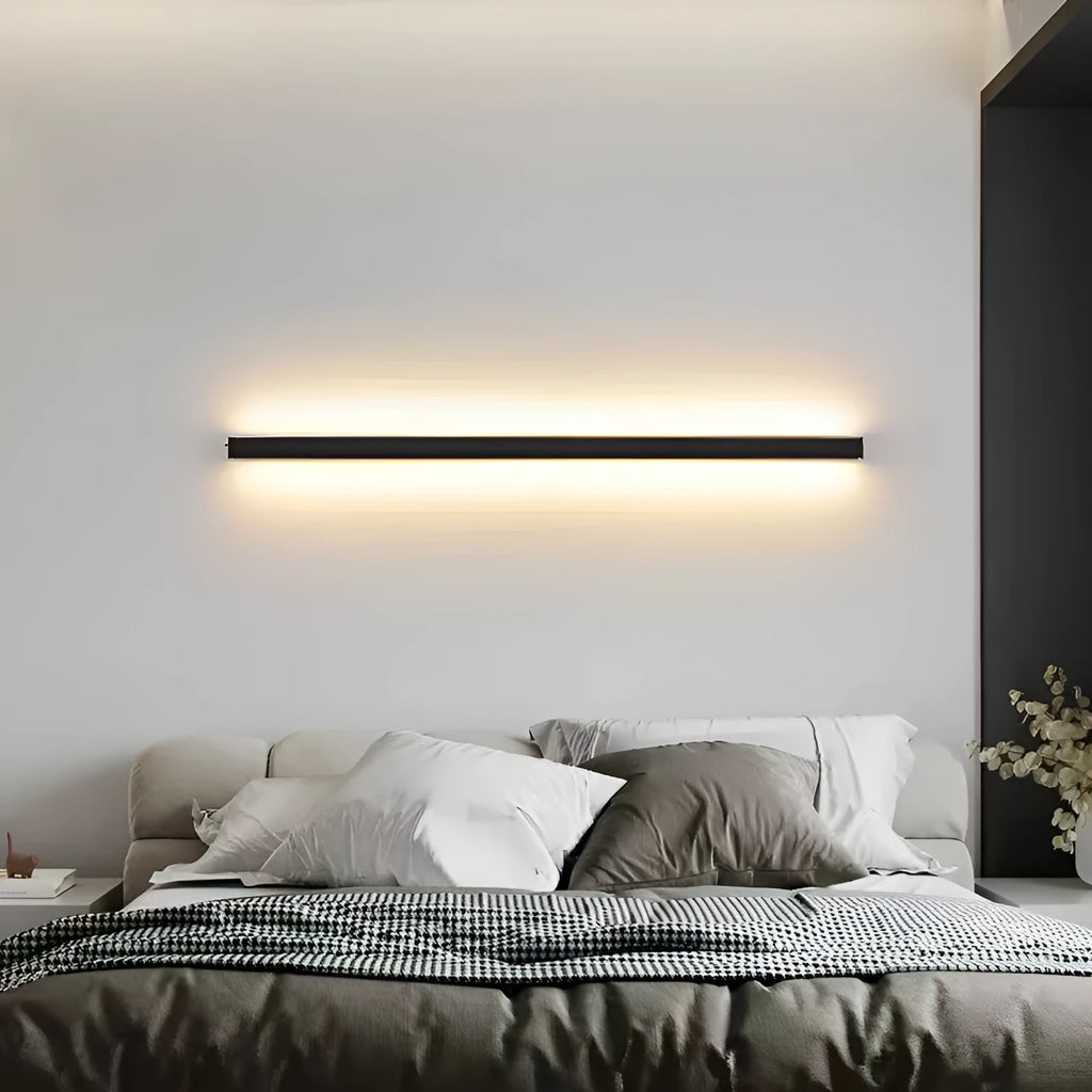 80cm long black aluminium LED strip wall lamp with touch control for three light colours
