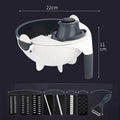 Hand-crank vegetable cutter in simple grey with three blades and fresh-keeping box on a kitchen counter
