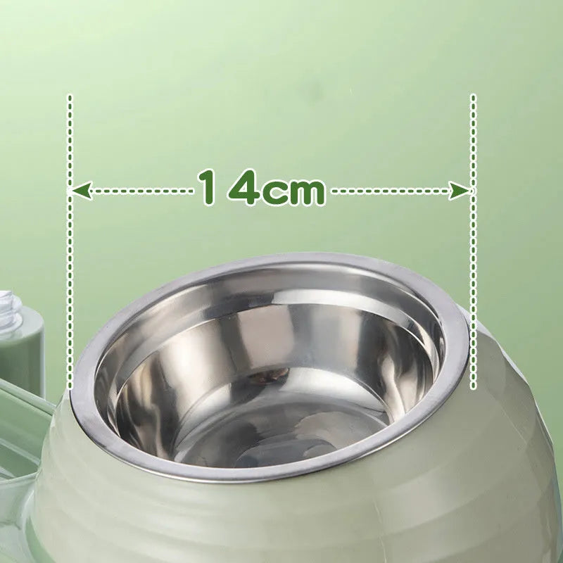 Elevated cat food bowl with automatic water dispenser in brown colour