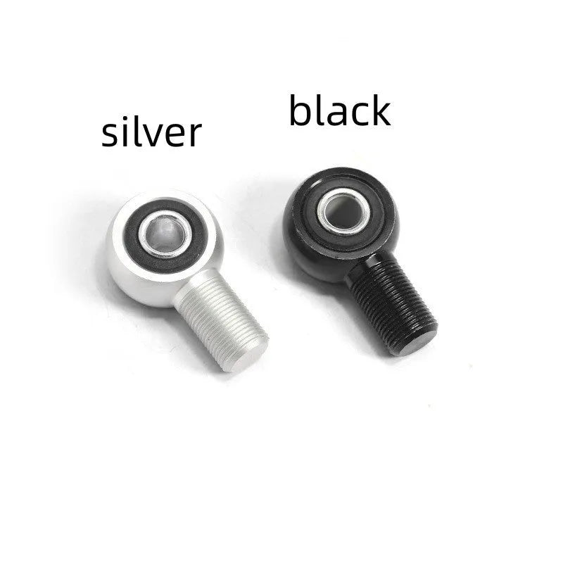 Aluminium alloy motorcycle shock absorber conversion round head in 16mm diameter, shown in black and silver finishes.
