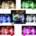 12 metre copper wire LED string lights with 120 bulbs in battery-powered light post