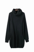 Women's pullover sweater with loose lapel and side pockets in slim mid-length fit