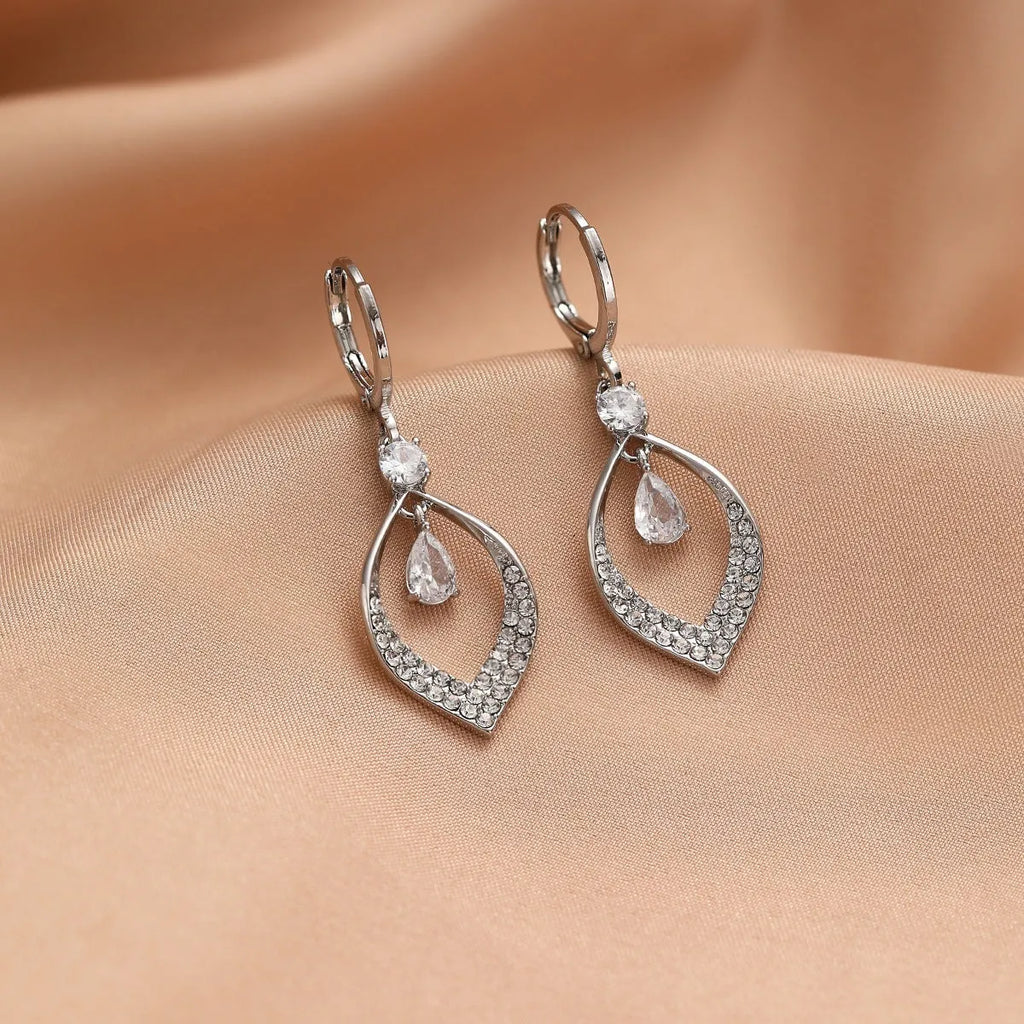 Copper water drop earrings with tassel, available in gold or silver electroplated finishes