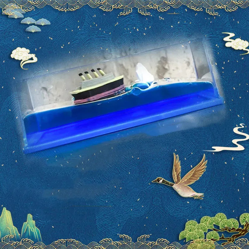 Creative cruise ship decoration fluid drift bottle desktop ornament in resin and acrylic