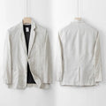 Men's solid colour linen casual blazer jacket shown in a loose fit style.