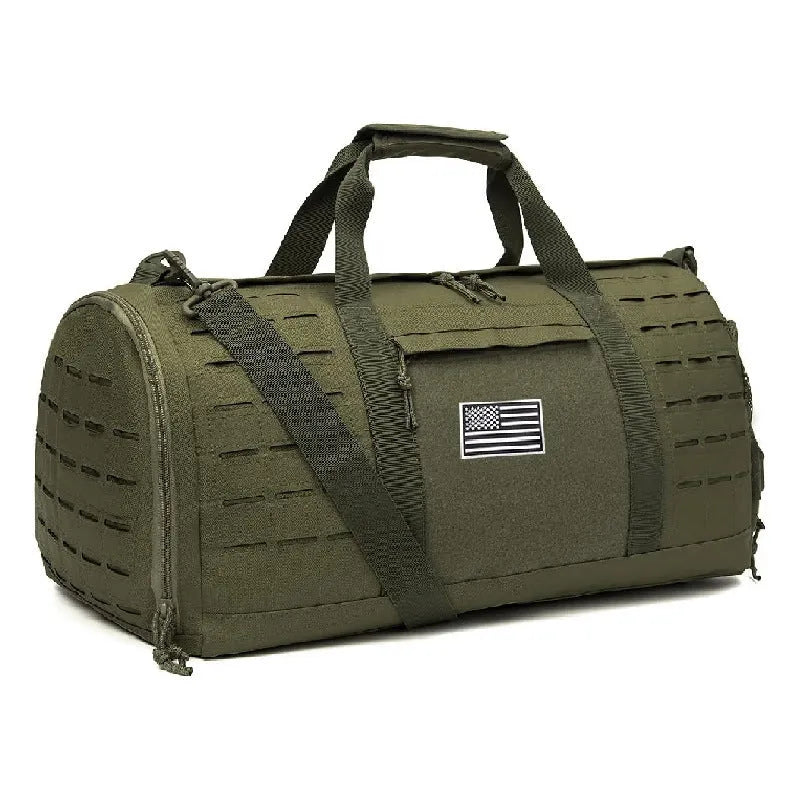 Men's khaki Oxford cloth sports handbag with an air pillow shoulder strap