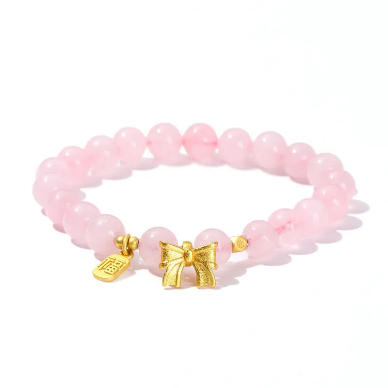 Women's crystal agate bracelet with manual craftsmanship and natural gemstone beads in fruit, bow and animal shapes