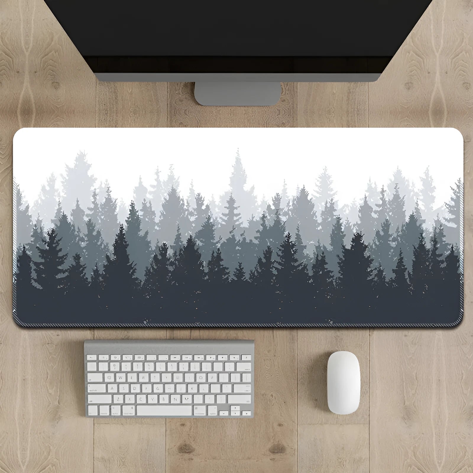 Chinese ink painting landscape design mouse pad desk mat on wooden desk