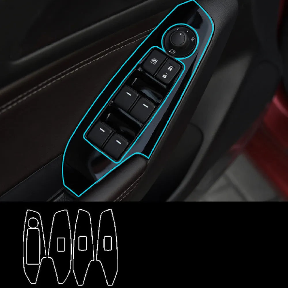 Set of four TPU protective films for a 14-19 car door control panel and glass switch