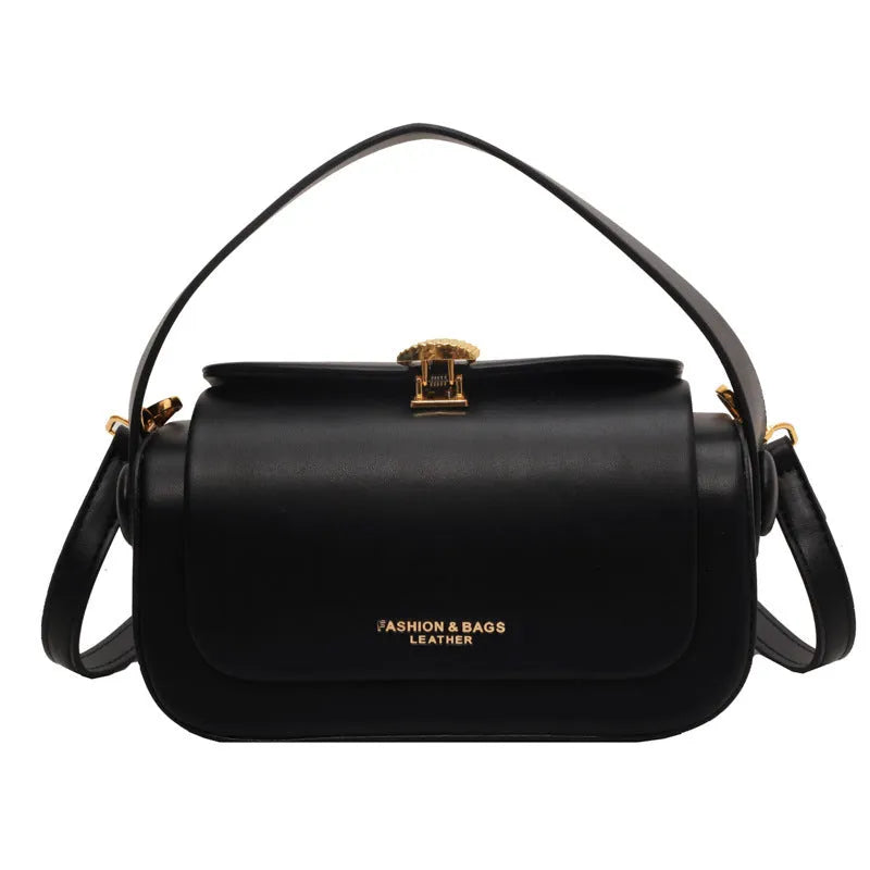 Women's PU leather shoulder messenger bag with personalised letter detailing in beige colour