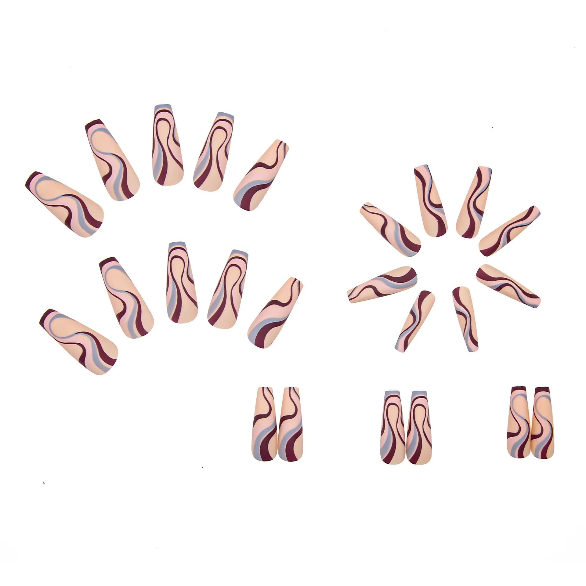 Ballet Wave Line design nail stickers in package with jelly glue bottles.