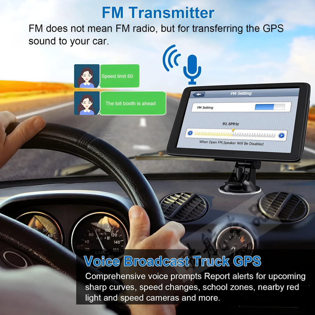Portable 7 inch car GPS navigation device with touch screen and mounting bracket