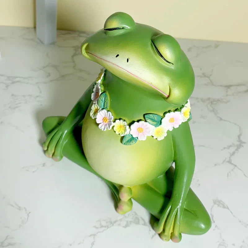 European style yoga frog ornament in RDW123 colour with plastic and resin construction for home decoration