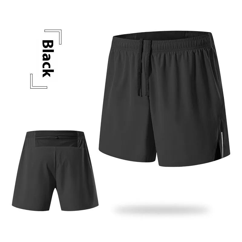 Men's red off-road running shorts with high-waist loose fit for trail running