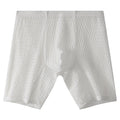 Men's lace boxer shorts in light purple colour showing mid-waist and knitted fabric detail