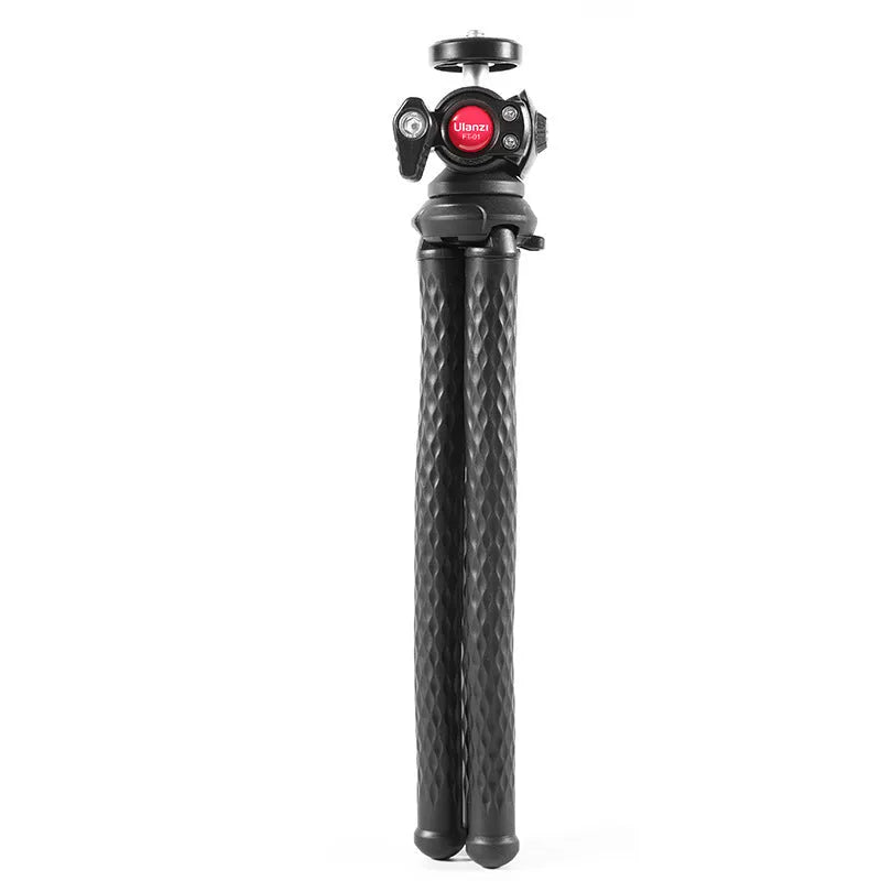Black octopus-style mobile phone tripod with telescopic extension and attached phone clip