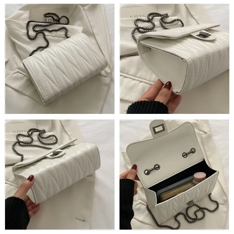 Retro textured diamond small bag in horizontal square shape with eight colour options