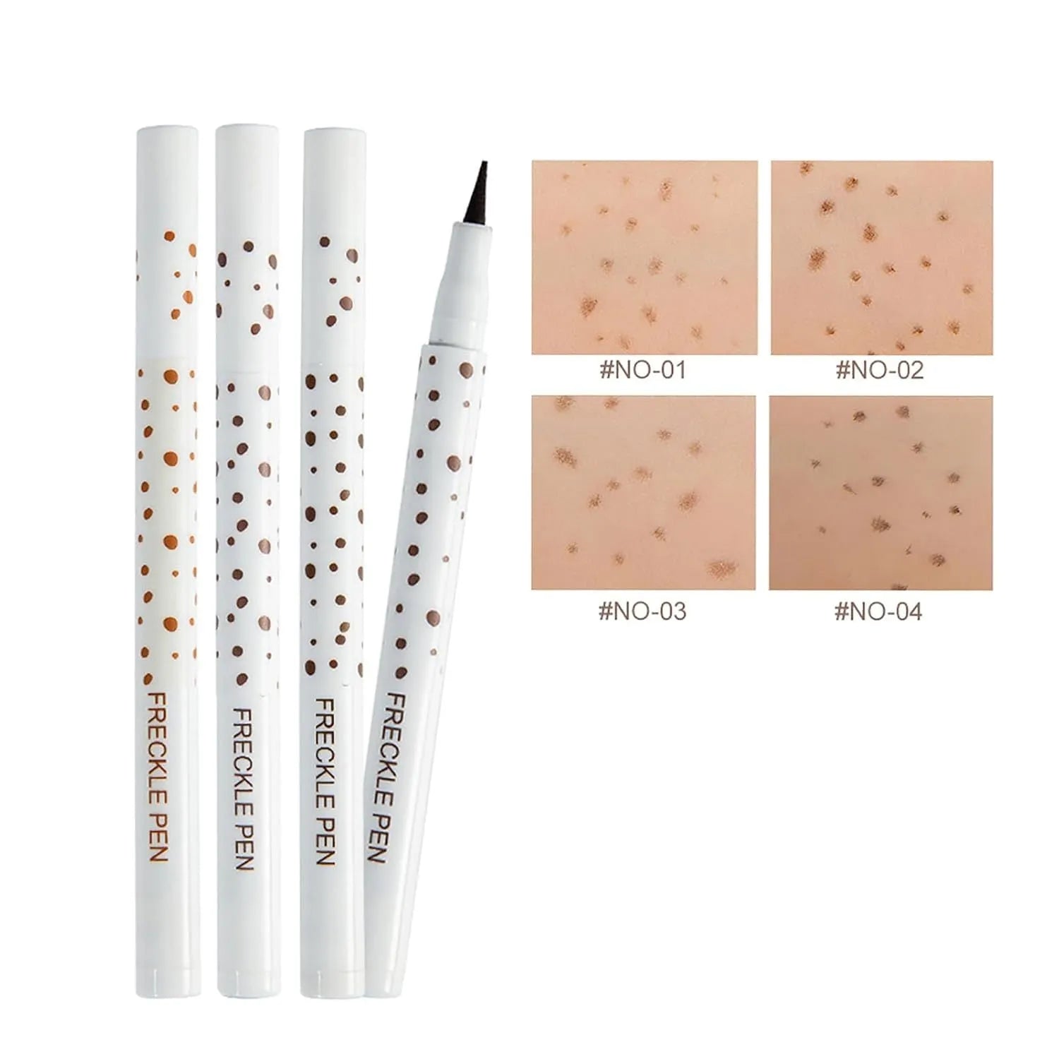 Dark brown cosmetic freckle pen with precision tip for waterproof face and body makeup.