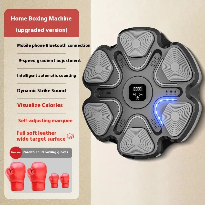 Smart music boxing wall target with electronic display and gloves