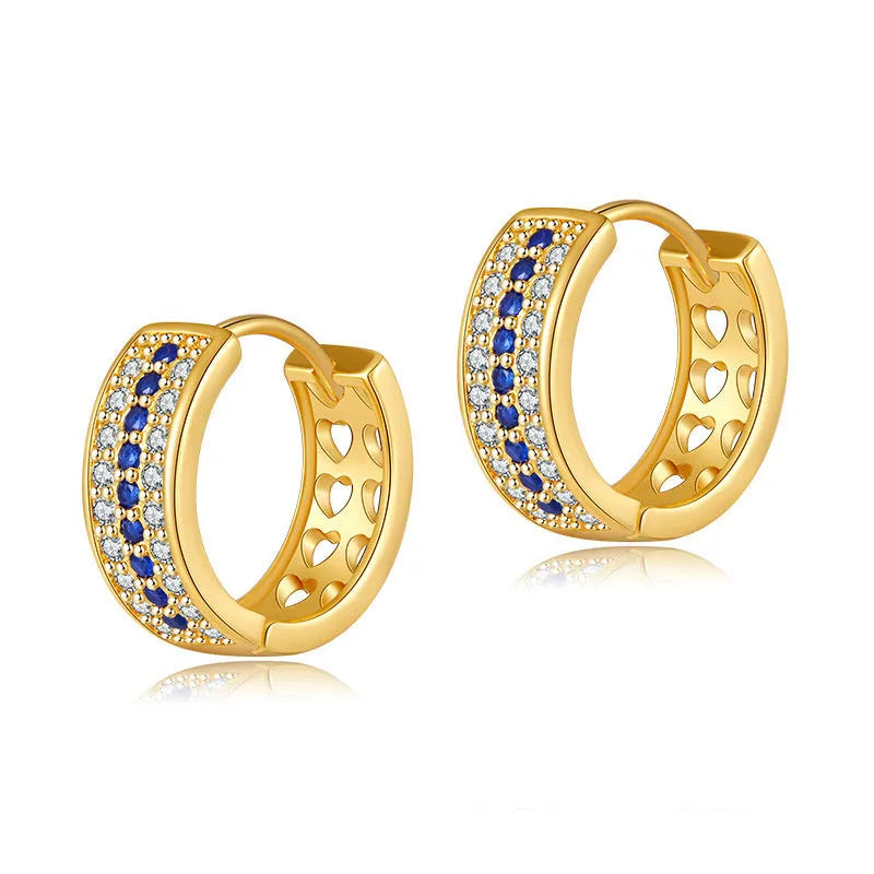 Geometric round women's earrings with 18K gold electroplated finish on copper base