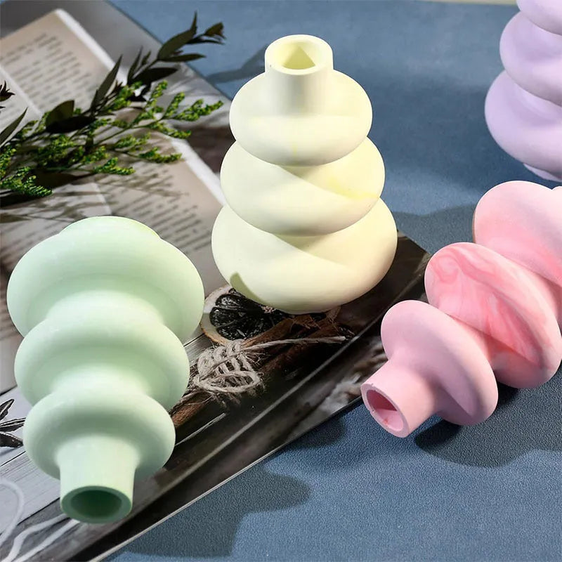 Three layer circular vase silicone mould for resin crafts and baking in large and small sizes
