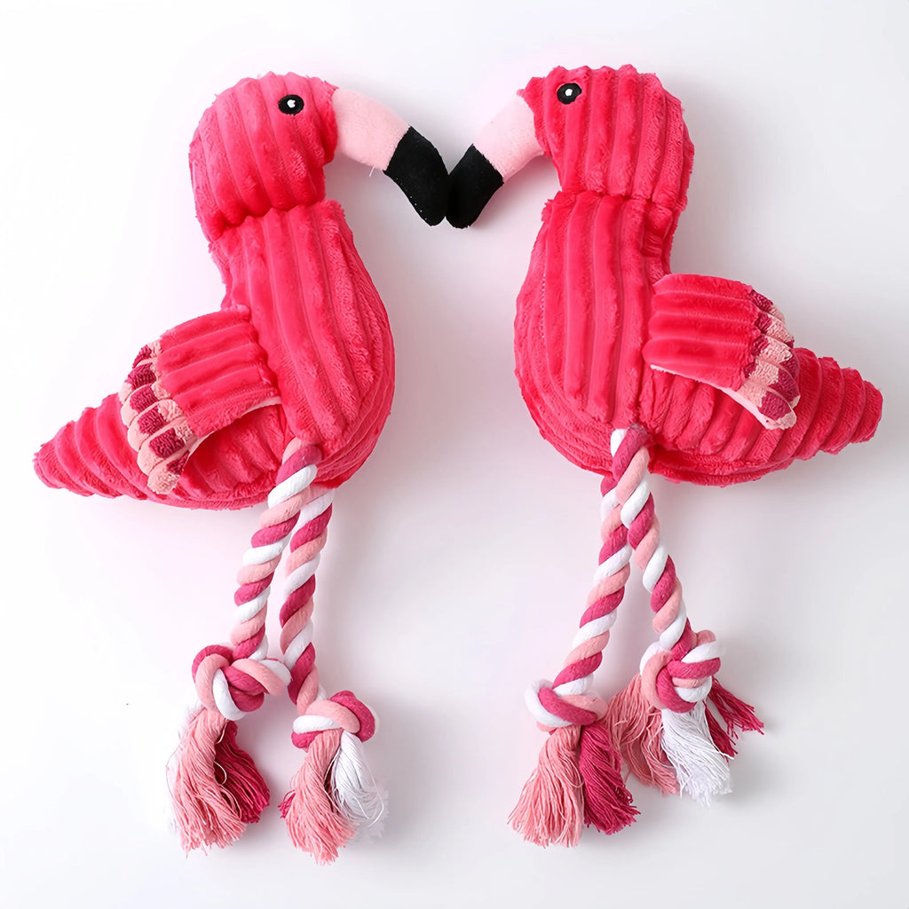 Pink corduroy animal shape squeaky plush dog toy for small and large dogs