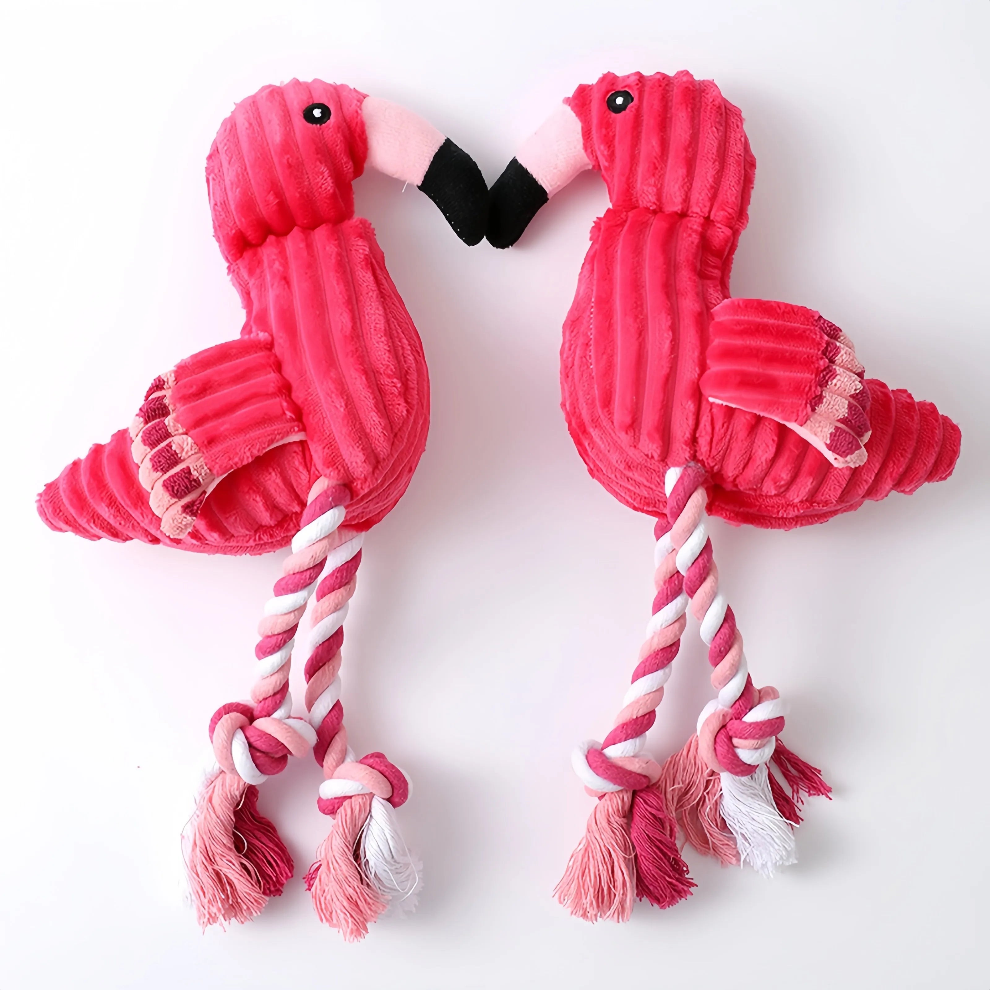Pink corduroy animal shape squeaky plush dog toy for small and large dogs