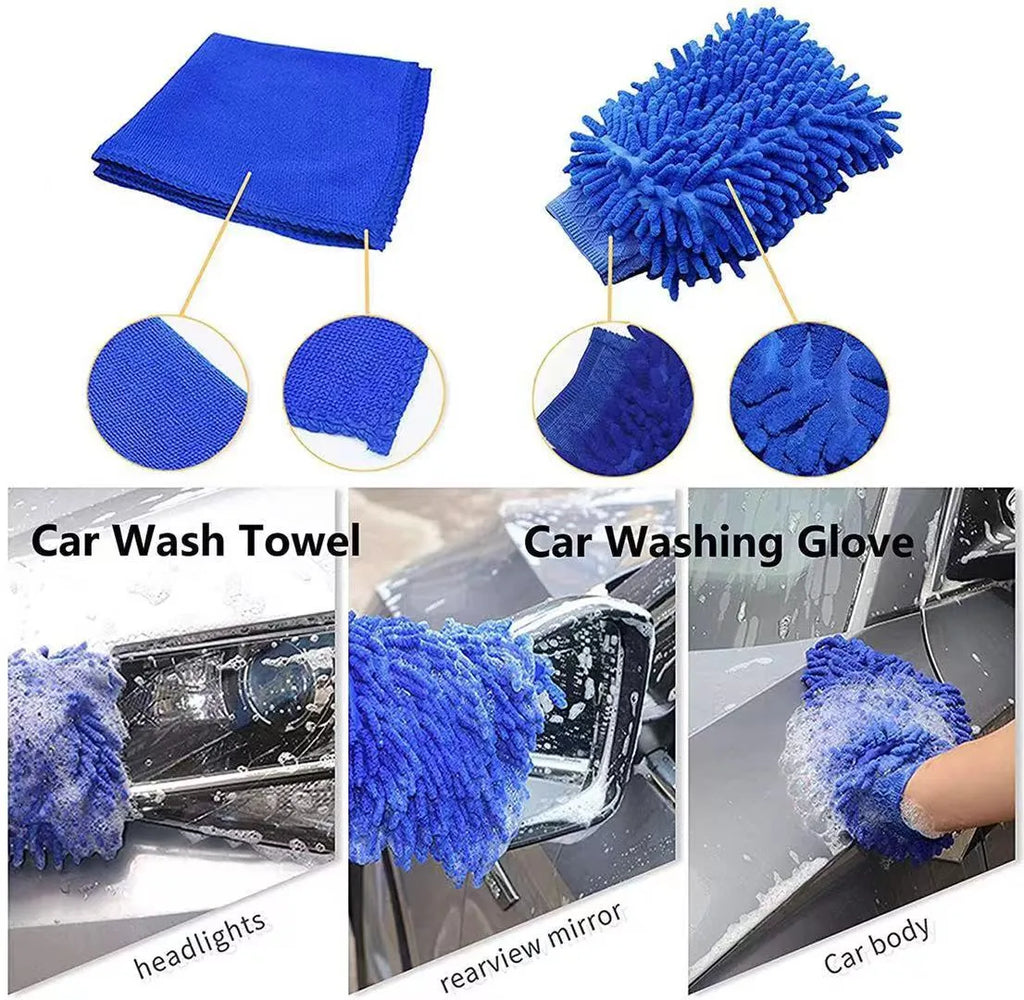 26-piece car wash brush set with PP plastic construction for automotive cleaning