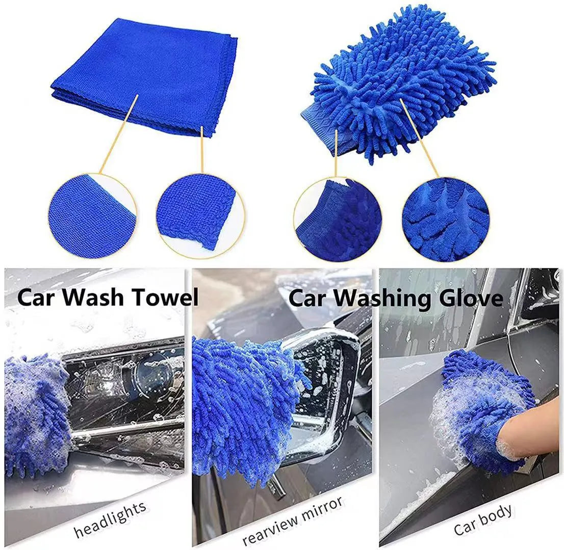 26-piece car wash brush set with PP plastic construction for automotive cleaning